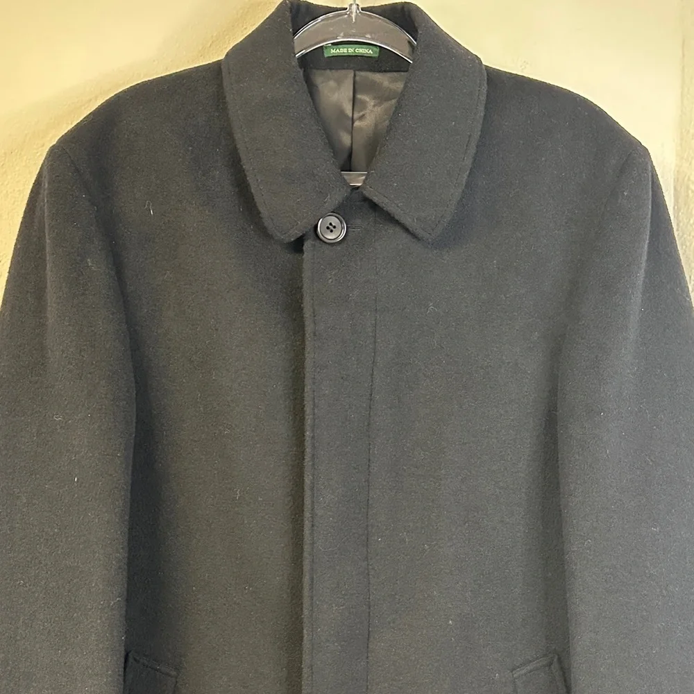 Lauren Ralph Lauren Men’s 40R Classic Fit Jake Wool Blend Black Overcoat